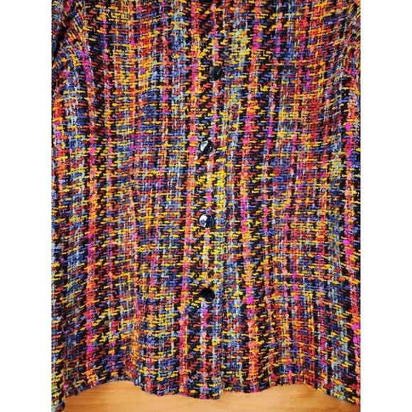 Chico's 1 Colorful Tweed Woven Blazer Jacket Button-Front - Picture 8 of 14